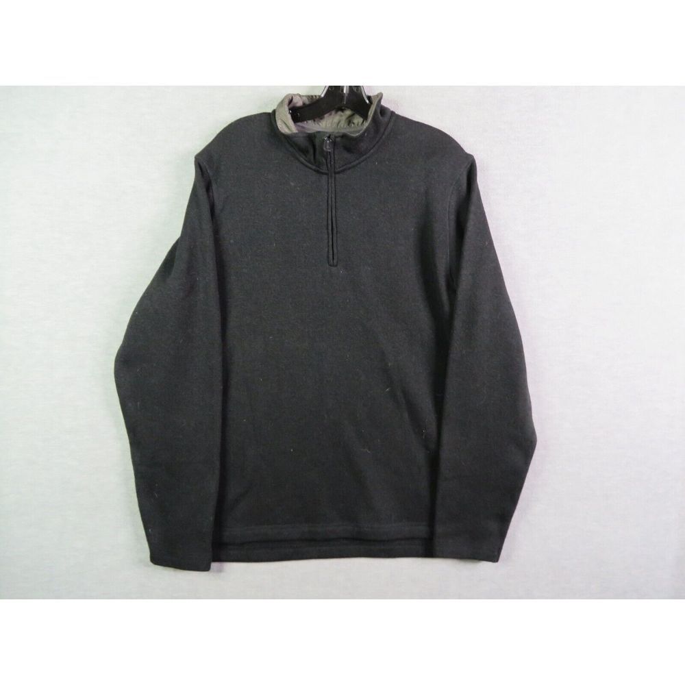 Wrangler‎ Mens Sweater Medium Black 1/4 Zip Fleece Knit Western Outdoor Work